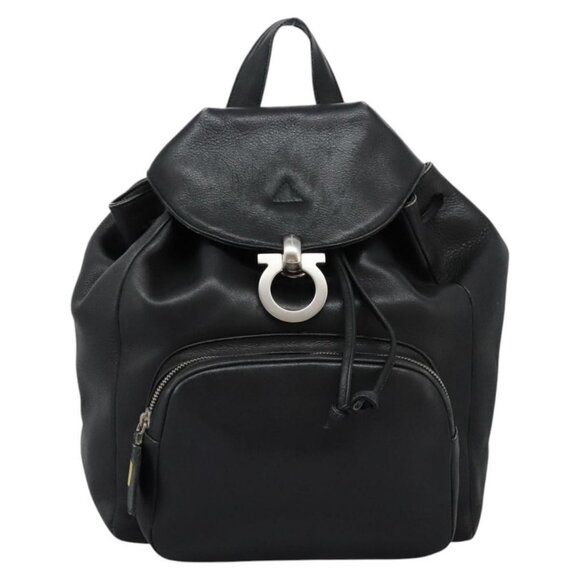 Salvatore Ferragamo Gancini Backpack Leather Black Silver main image 14